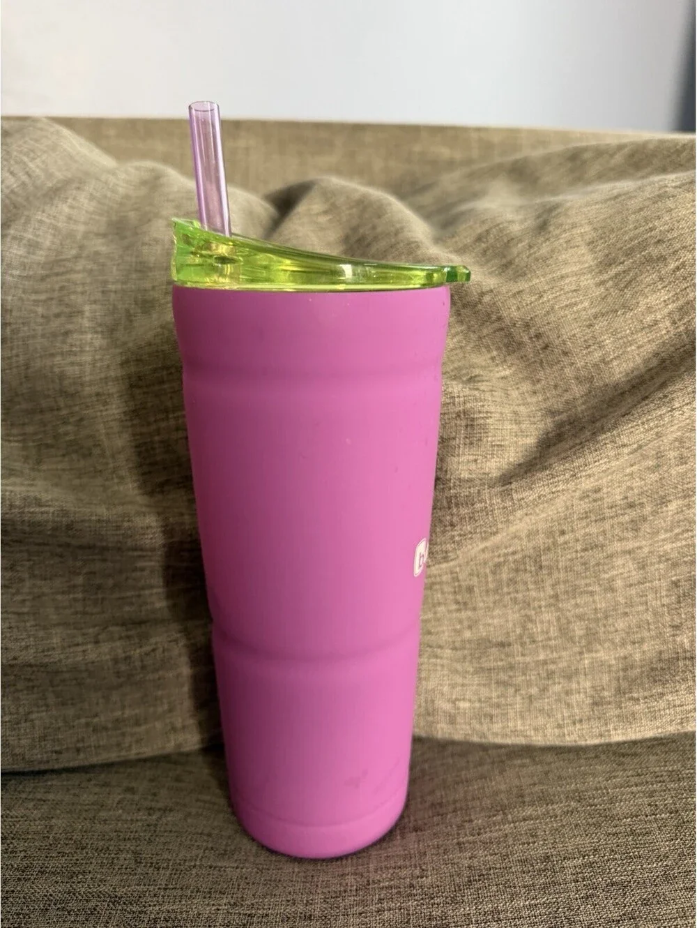 Bubba 24oz Vacuum Insulated Stainless Steel Rubberized Tumbler Magenta Lid Straw